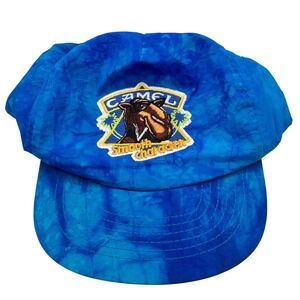Vintage Joe Camel Smooth Character Blue Tie Dye Nylon Snapback Hat 90s Cap Beach